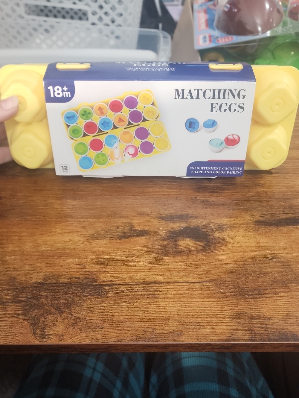 Matching Eggs 12 Pcs Set Colorful Egg Shaped Puzzle Learning Toy - Yellow Case